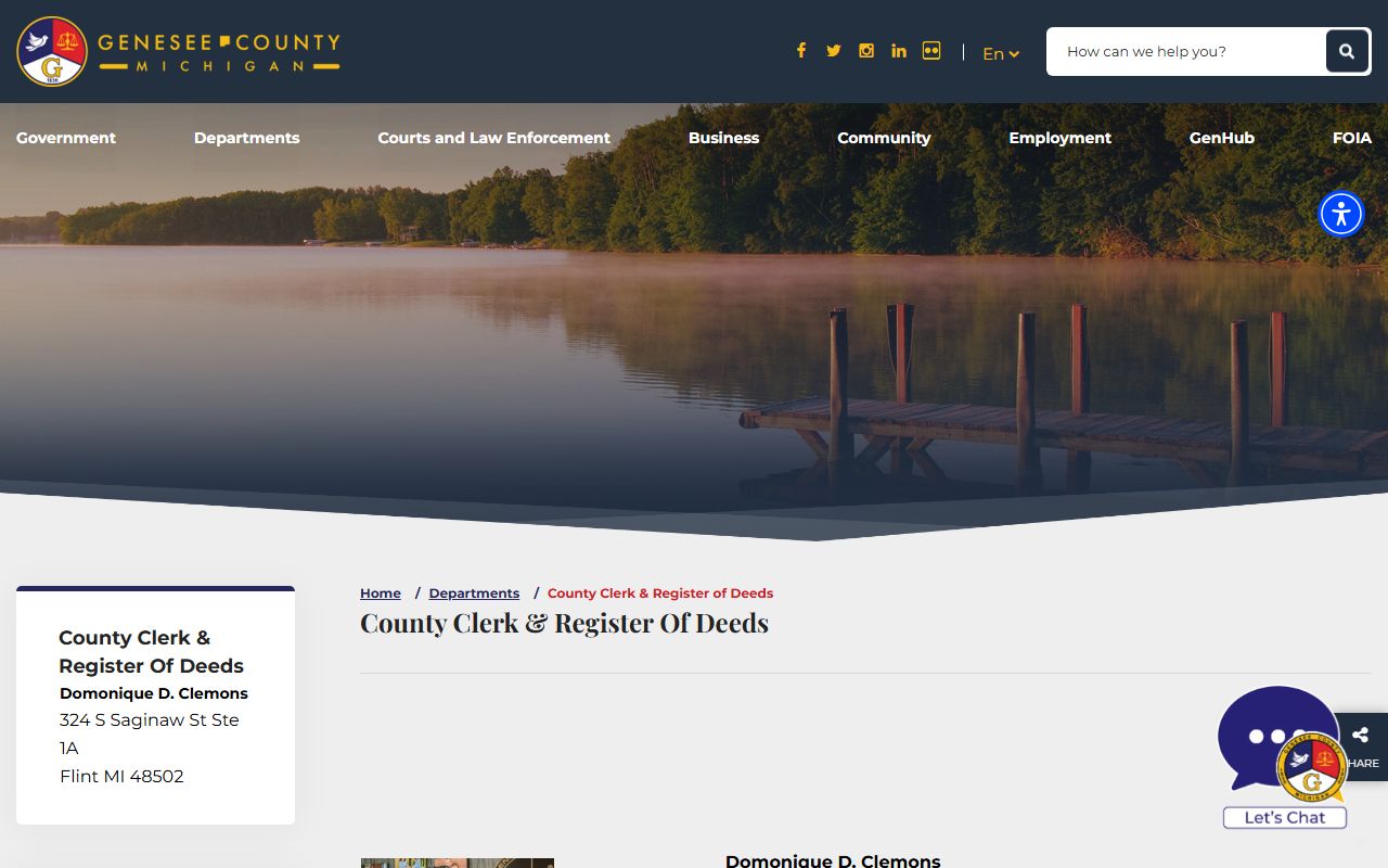 Genesee County Clerk and Register of Deeds records office header