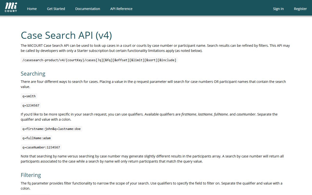 Genesee County court dockets MiCOURT case-search API reference
