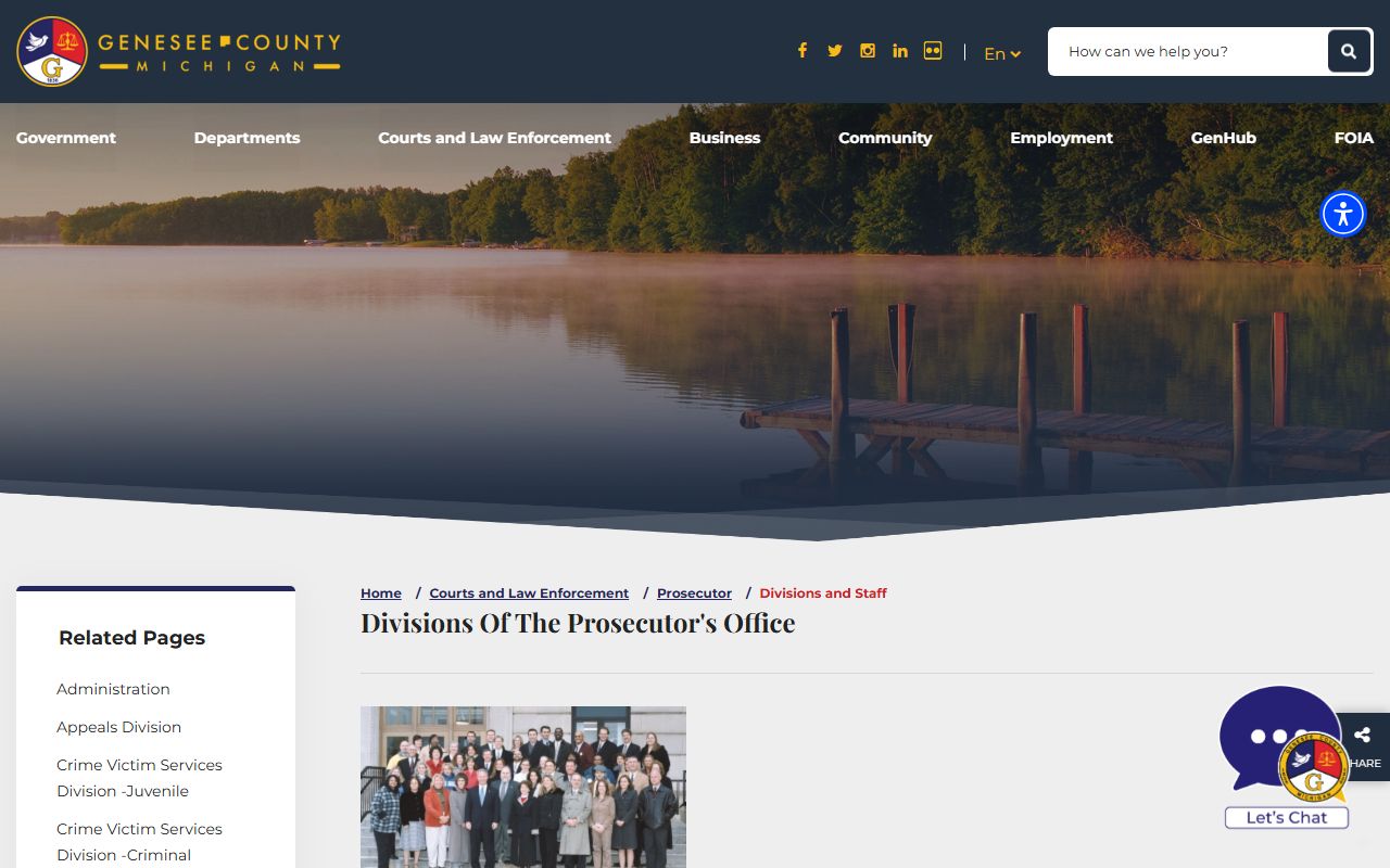 Genesee County prosecutor divisions and staff page for criminal court records