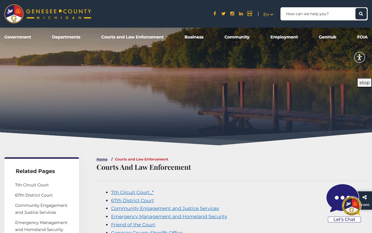 Genesee County courts and law enforcement landing page