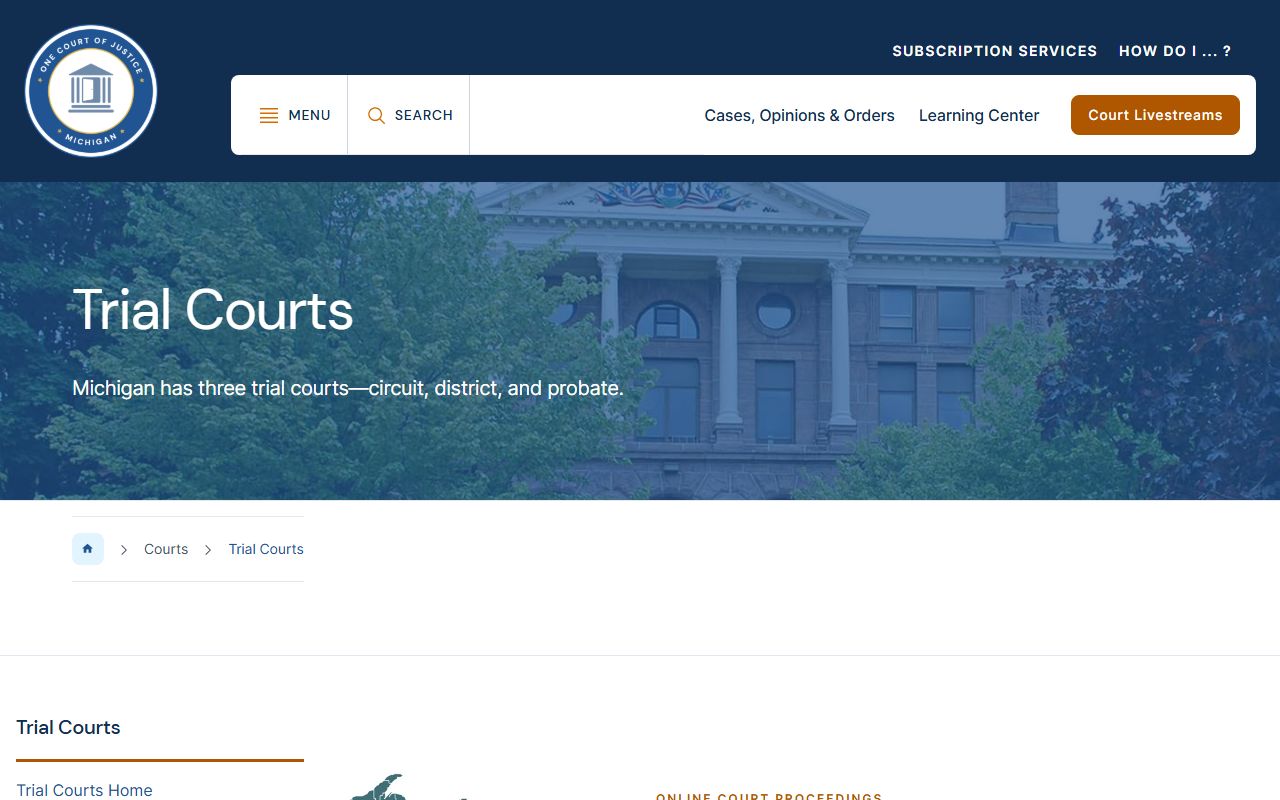 Michigan trial courts overview for Genesee County
