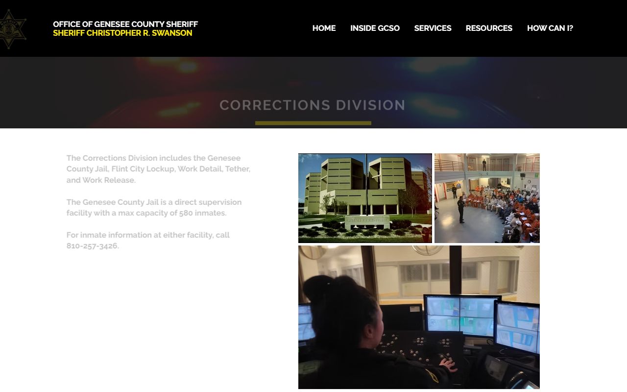Genesee County inmate records jail and corrections division overview