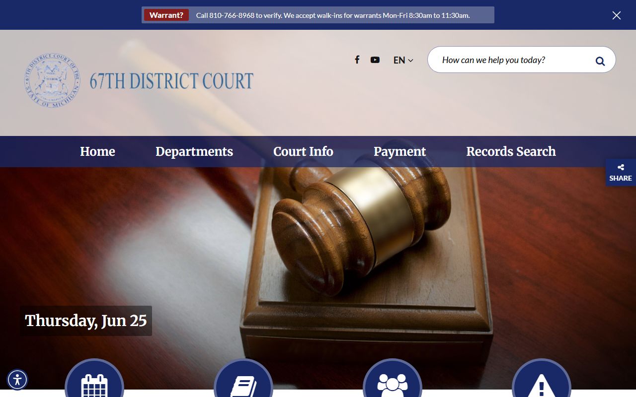 Genesee County traffic court records 67th District Court home page